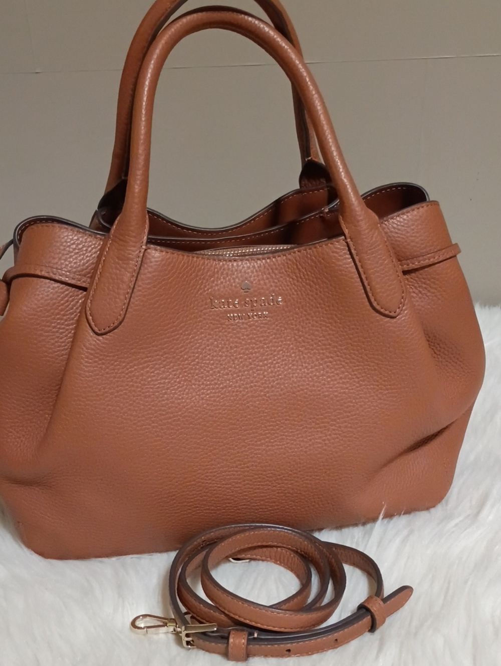 kate spade Dumpling satchel in Gingerbread Tan Pebble leather